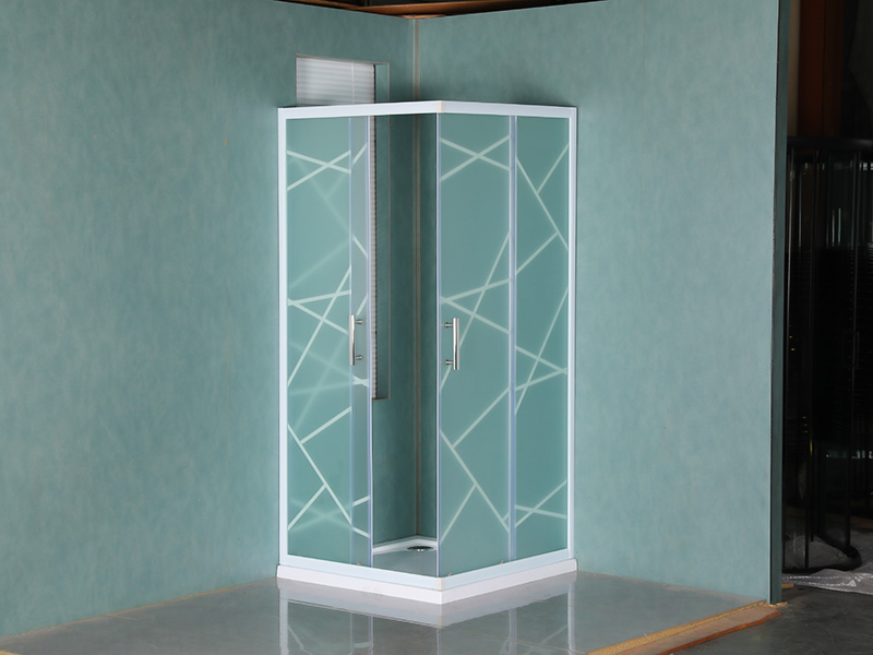 Imfhálú Cith Sleamhnáin SQ, Gloine Tempered Matt Le Priontáil, Próifíl Alúmanam Bán, Láimhseáil Poill Dúbailte, Le Tráidire Imfhálú Cith Sleamhnáin SQ, Gloine Tempered Matt Le Priontáil, Próifíl Alúmanam Bán, Láimhseáil Poill Dúbailte, Le Tráidire